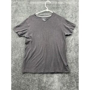 Kenneth Cole New York T Shirt Mens Small Charcoal Gray Logo Knit V Neck Comfort
